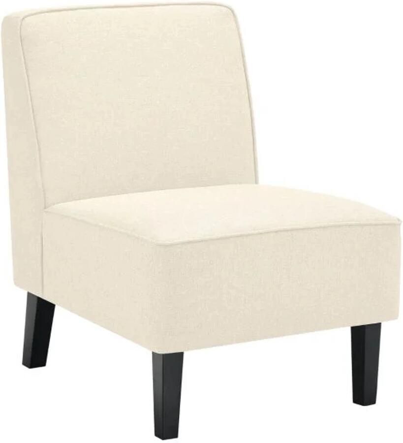 Furnibella -Gestoffeerde Loungestoel met Rugleuning en Houten Poten – Stijlvolle Accentstoel Draagvermogen tot 150 kg (Beige)