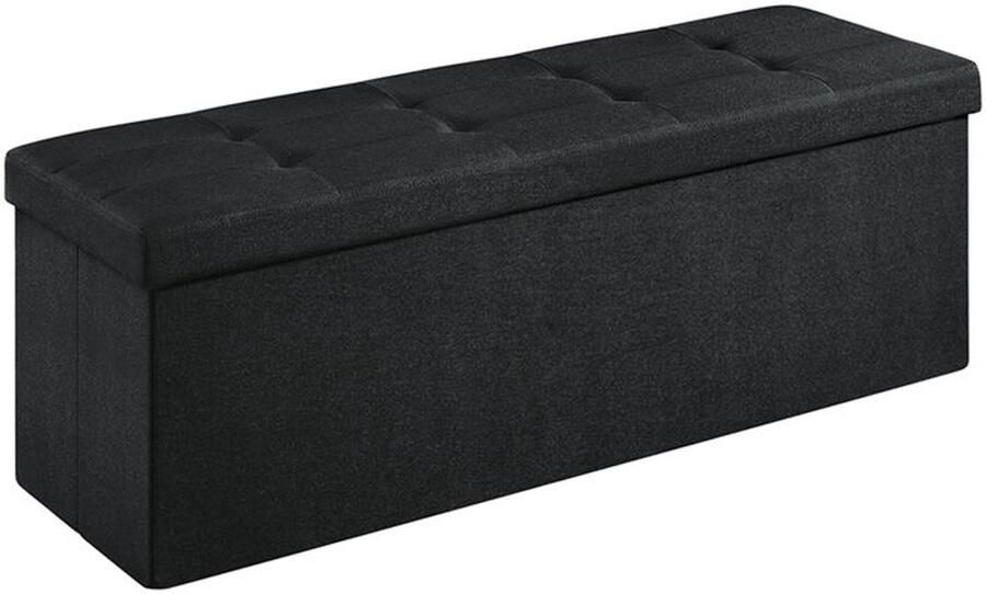 Furnibella -Gestoffeerde Opbergbank Stijlvol Ruim & Comfortabel-zwart