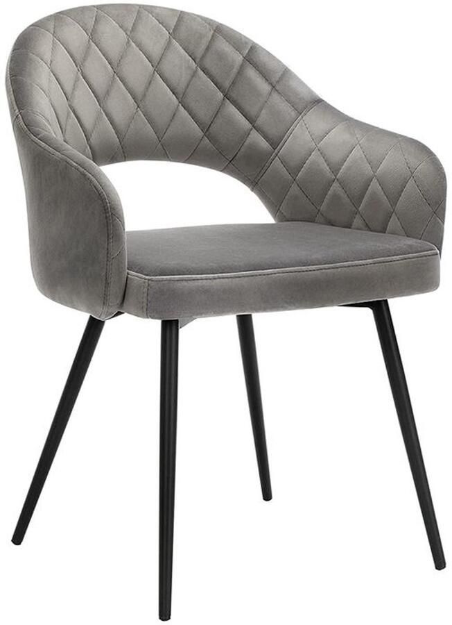 Furnibella -Grijze Fluwelen Eetkamerstoel Luxe en Comfort