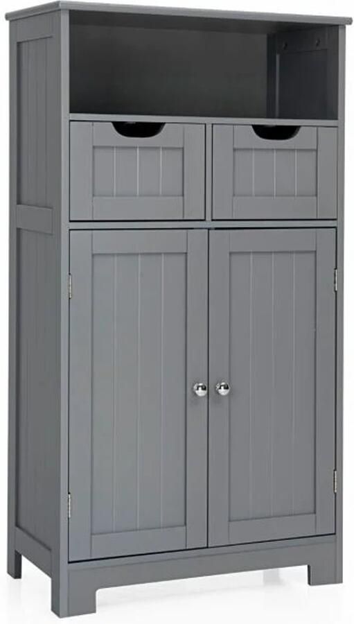 Furnibella -Grijze vrijstaande kast – Met lades geschikt voor keuken en badkamer 60x30x109 cm