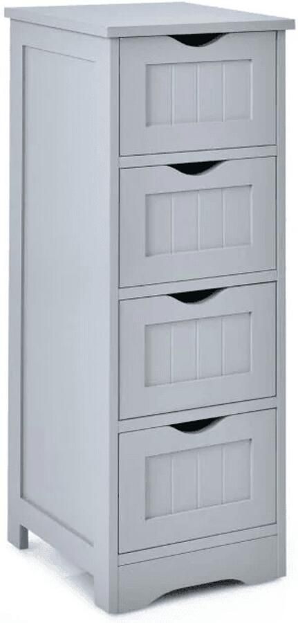 Furnibella -Houten Badkamerladekast met 4 Lades – Compact & Stijlvol (Grijs)