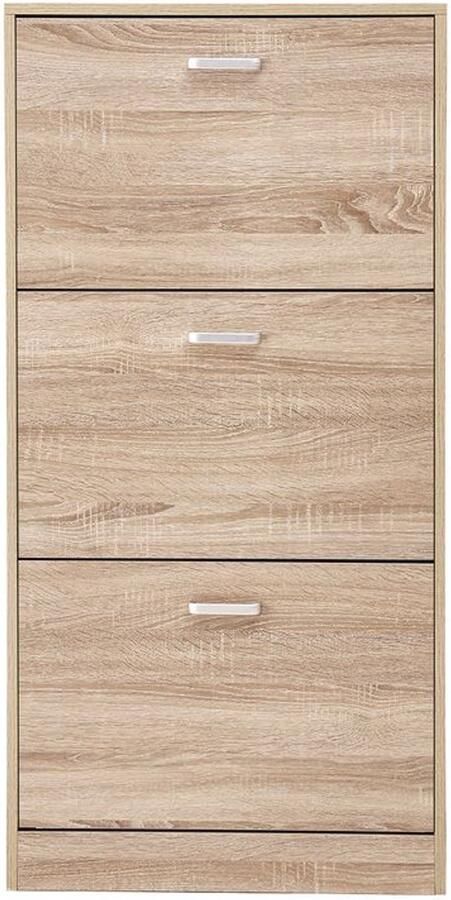 Furnibella -Houten Schoenenkast met 3 Kleppen – Modern & Ruimtebesparend