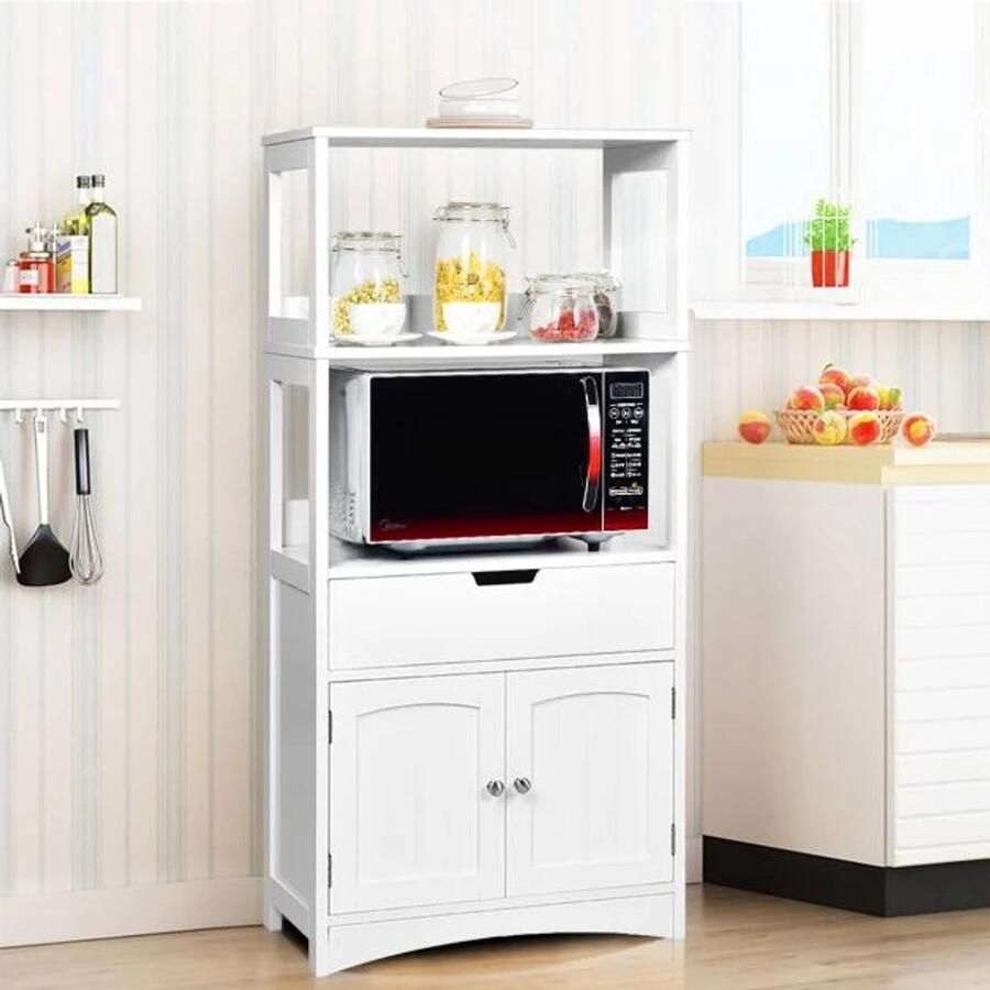 Furnibella -Huishoudelijke Opbergkast – Keukenplank met Lade en Onderkast (Wit)