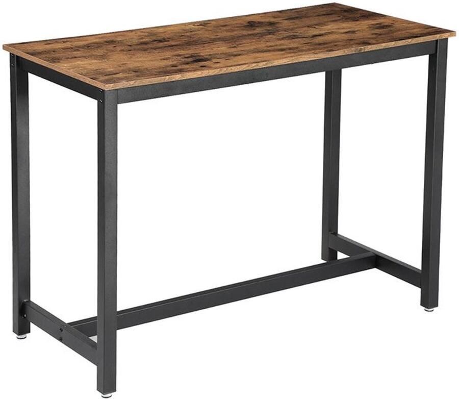 Furnibella -Industrieel Design Bartafel Robuust Metaal en Hout Stijlvolle Afwerking Ruimtebesparend-Vintagebruin + zwart