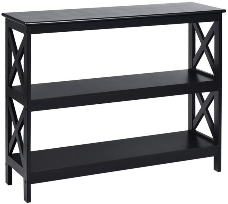 Furnibella -Industrieel Design Consoletafel met Plank Hal tafel 100 x 33 x 80 cm Zwart Robuust en Stijlvol