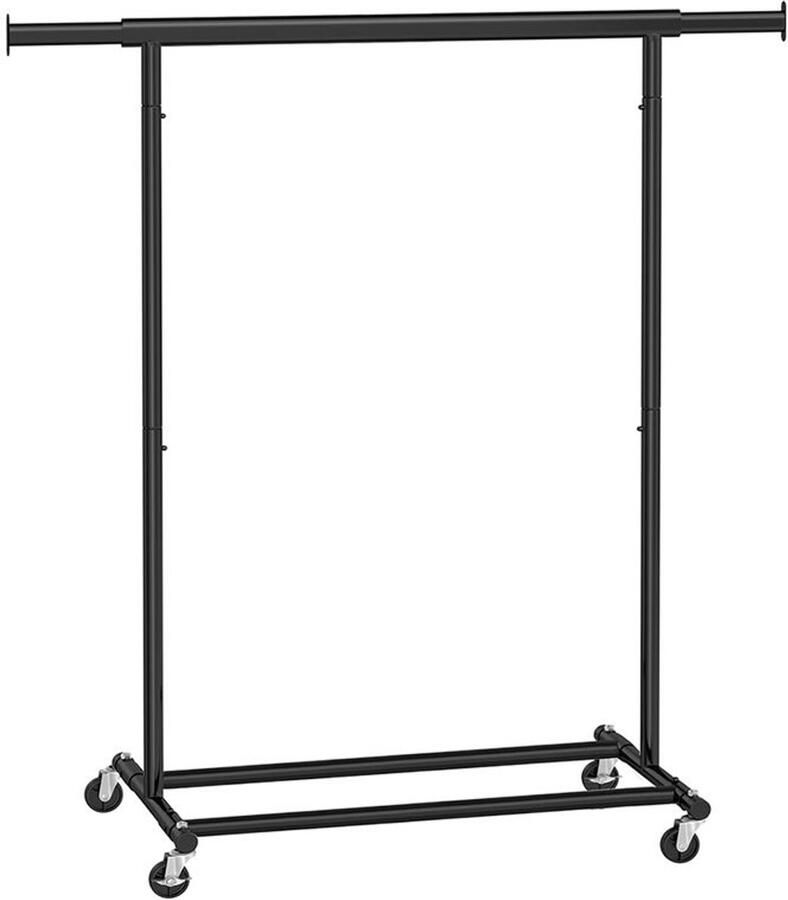 Furnibella -Industrieel Kledingrek op Wielen – Zwart Metaal Stevig Design