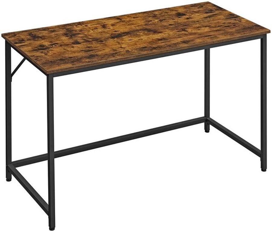 Furnibella -Industrieel Vintage Computerbureau – Stalen Frame Houtlook Bruin & Zwart