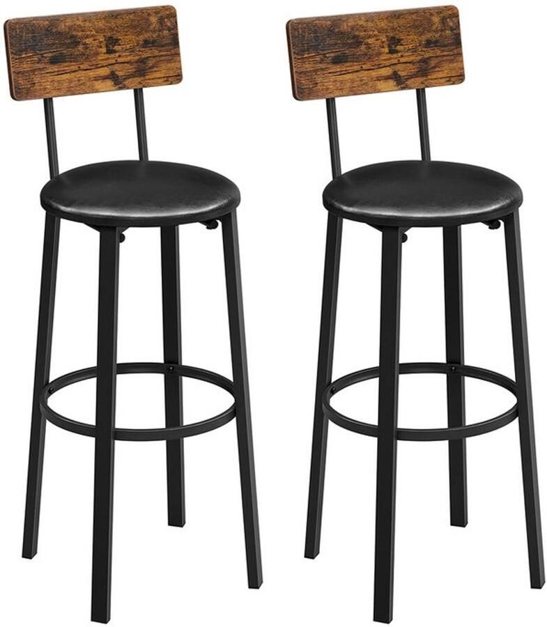 Furnibella -Industriële Barkruk Bruin-Zwart