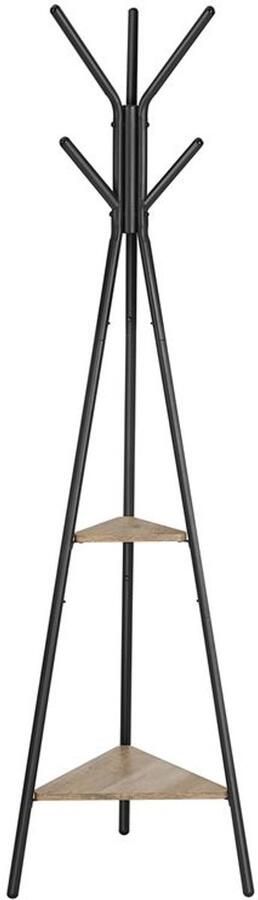 Furnibella -Industriële Design Kapstok Grijs en Zwart Robuuste Stalen Haken