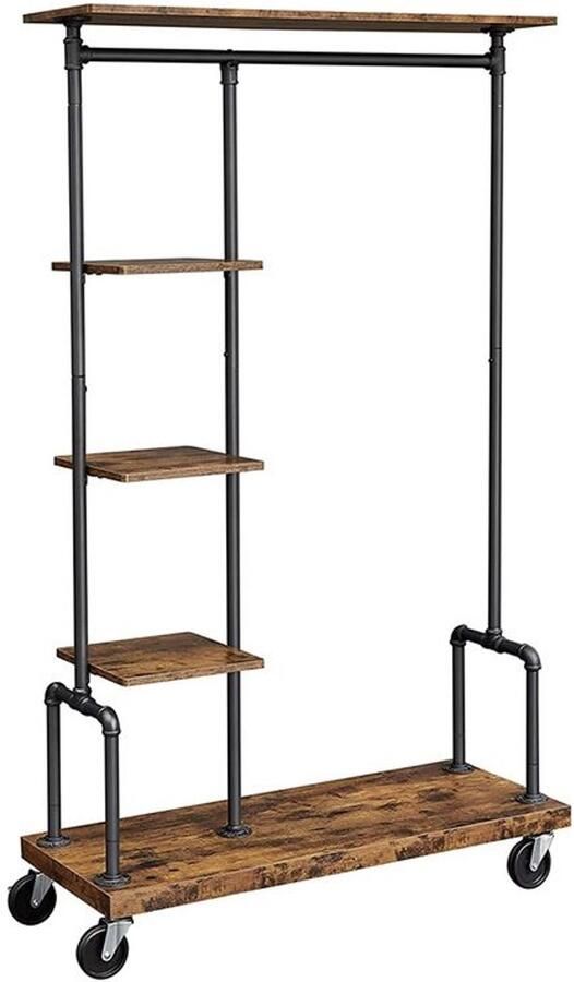 Furnibella _Industriële Kapstok met Draadplanken – Robuust Functioneel & Stijlvol_Vintage bruin + zwart