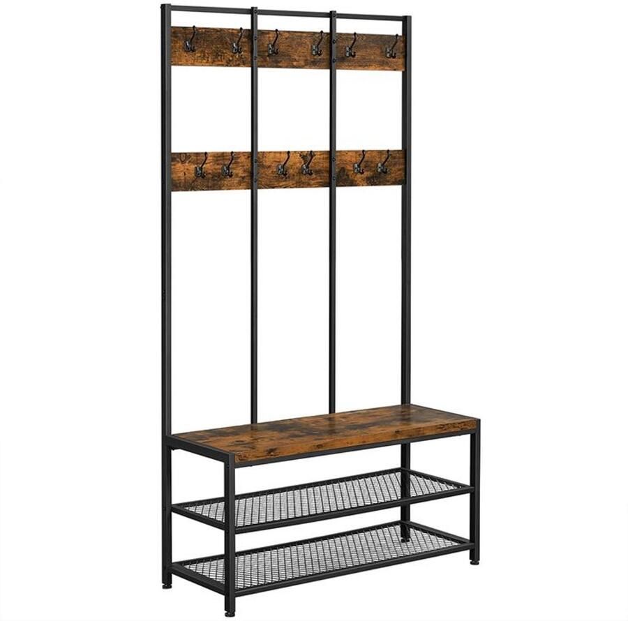 Furnibella -Industriële Kledingkast & Schoenenbank – Metaal en Hout