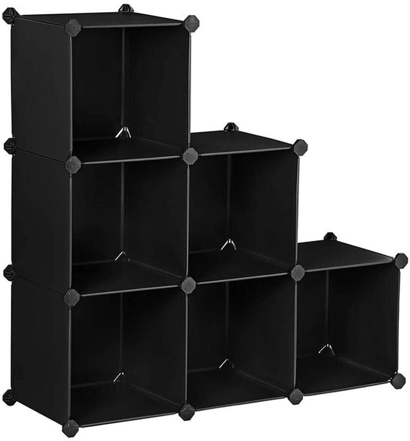 Furnibella Insteekplank met 6 Kubussen – Zwart voor een Strak Interieur