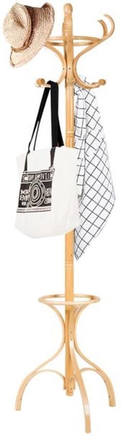 Furnibella -Kapstok Kledingrek Garderobekast met 12 Haken – Duurzaam Natuurlijk Hout Stijlvol Design en Ruimtebesparend