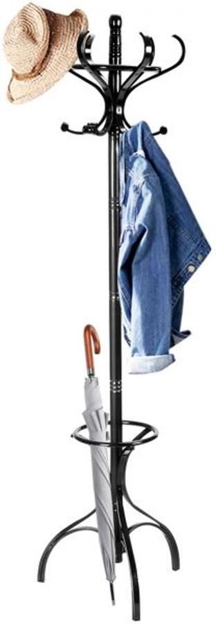 Furnibella Kapstok Kledingrek Garderobekast met 12 Haken Zwart Stijlvol en Ruimtelijk Ontwerp voor Thuis of Kantoor