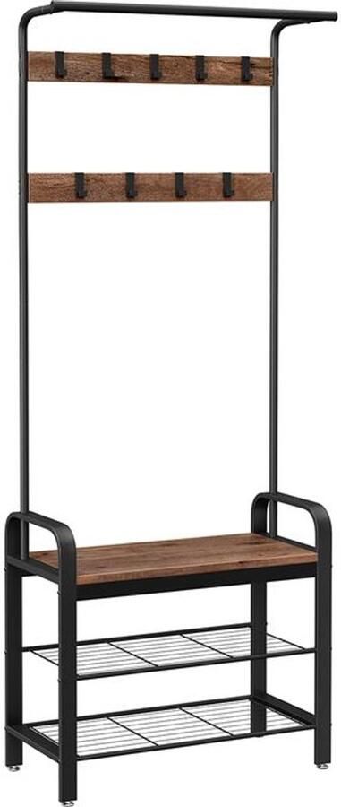 Furnibella _Kapstokstandaard MAULaura met 4 haken zwart bruin