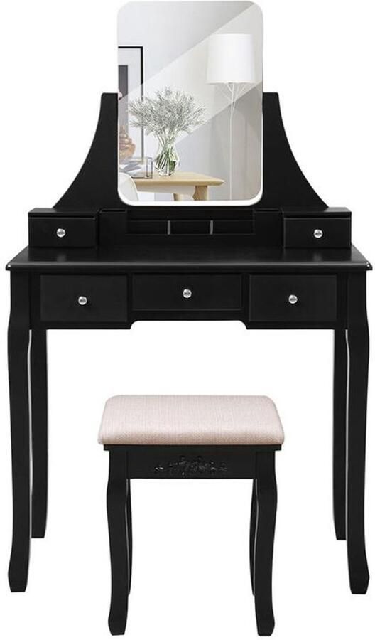 Furnibella Kaptafel in Elegant Zwart – Modern en Ruimtebesparend