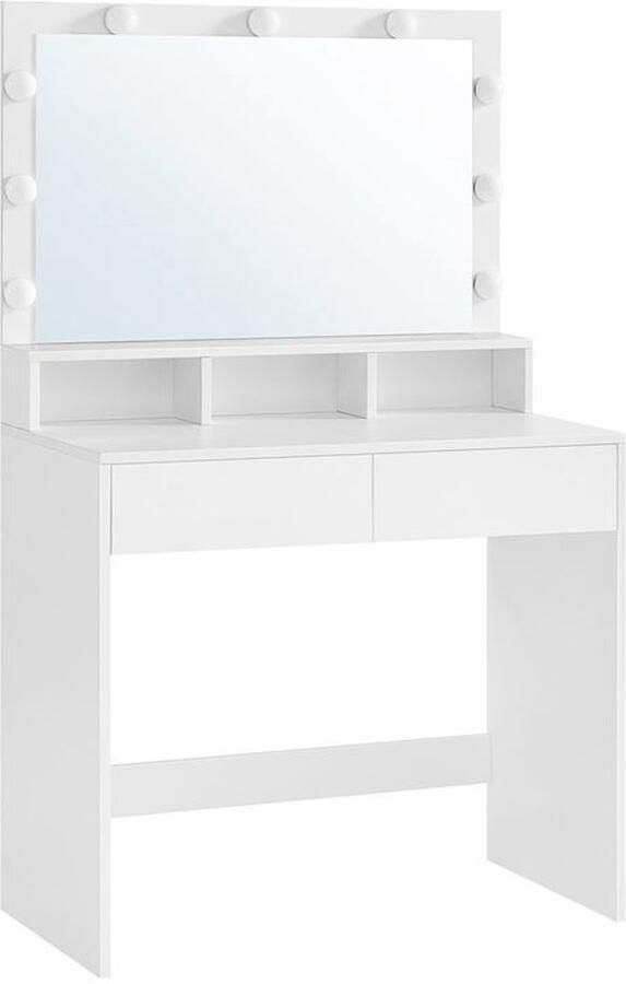 Furnibella Kaptafel met LED-Gloeilampen en Spiegel – Glamoureus en Functioneel Design