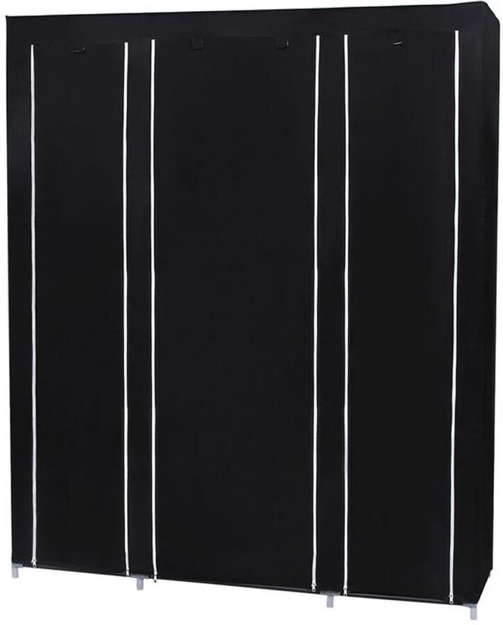 Furnibella _Kledingkast 175 x 150 cm Zwart met Schuifdeuren en Spiegel