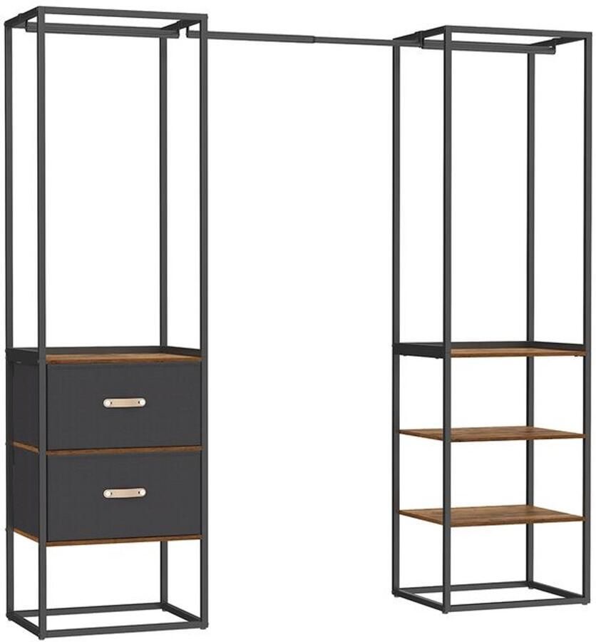 Furnibella _Dit kledingrek combineert functionaliteit met een vintage uitstraling en biedt opbergmogelijkheden: