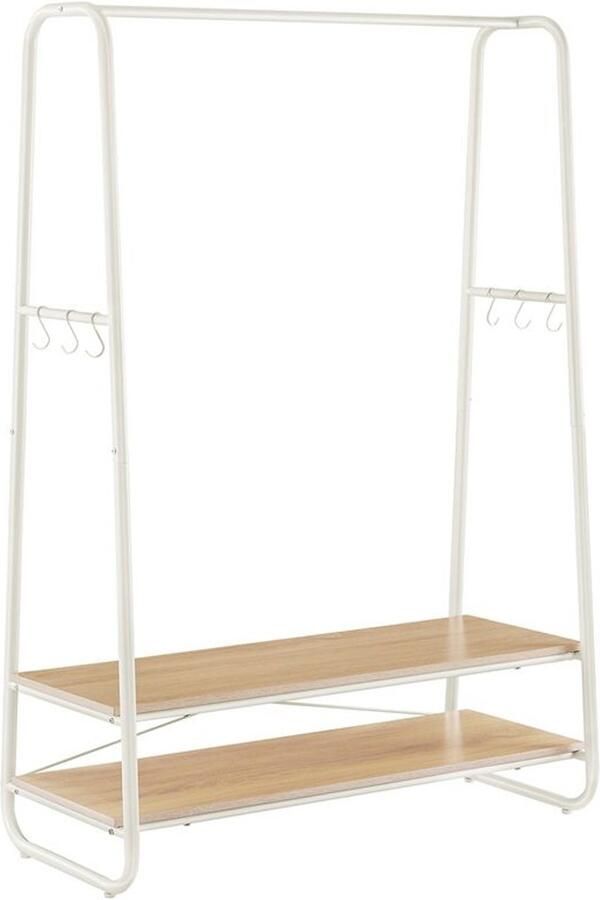 Furnibella -Kledingrek met 2 Planken – Eikenhout en Crèmewit Metaal Stijlvol en Functioneel