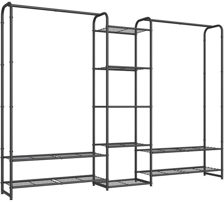 Furnibella -Kledingrek met Planken – 183x29x158 4 cm – Mat Zwart