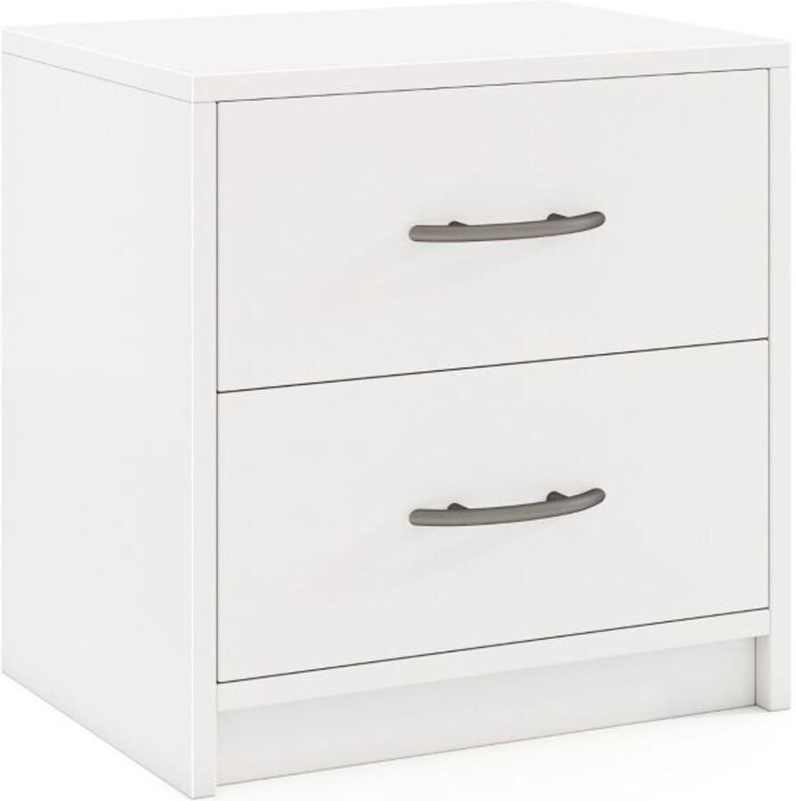 Furnibella -Klein Nachtkastje met 2 Lades – Wit – Multifunctioneel Nachtkastje en Salontafel – Stijlvol en Compact