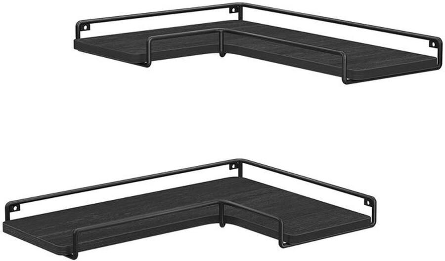 Furnibella -L-vormige Hoekplank Industrieel Design Zwart Metalen Frame