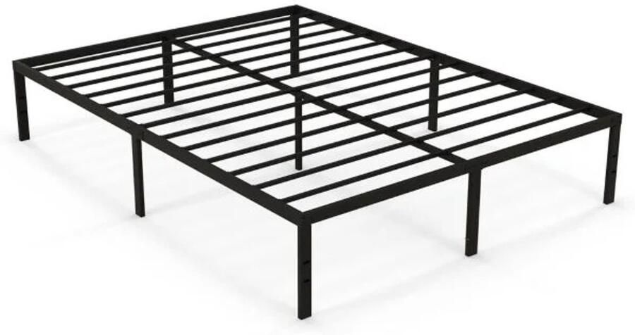 Furnibella -Metalen Bedframe 160x200 cm – Stevig Tweepersoonsbed met Duurzaam Design (Zwart)