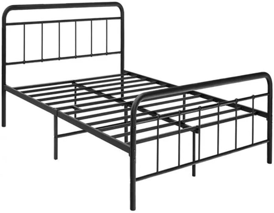Furnibella -Metalen Platformbed 208x164x102 cm – Modern Bedframe met Hoofdbord en Voetbord (Zwart)