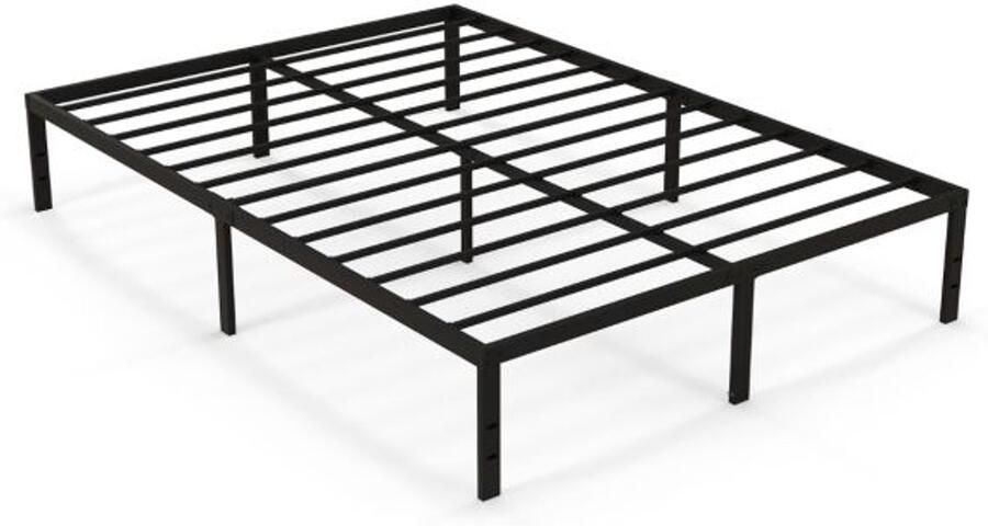 Furnibella -Metalen Tweepersoonsbed 140x200 cm – Bedframe met Opbergruimte (Zwart)