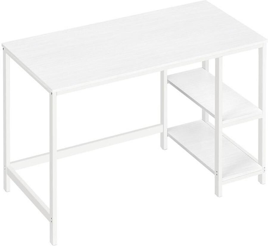 Furnibella -Minimalistisch Wit Computerbureau met Functionele Planken voor Optimaal Gebruik van Ruimte