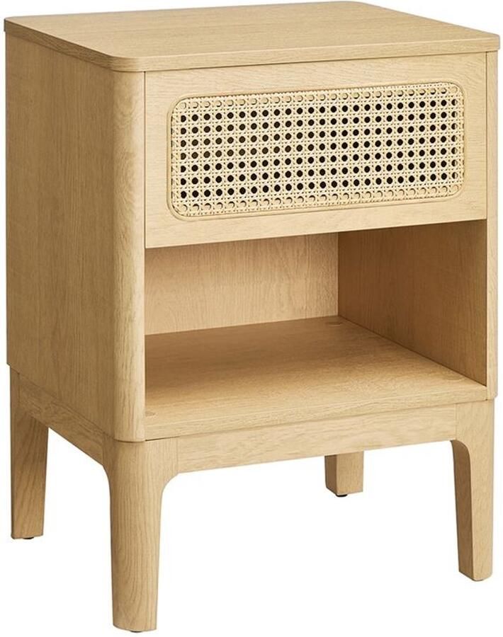 Furnibella -Modern Nachtkastje met Lade en Open Vak – Betongrijs Design