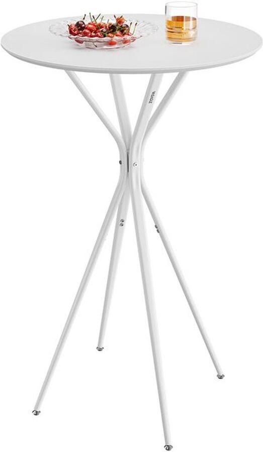 Furnibella Moderne Bartafel met Stalen Frame – 60 x 60 x 105 cm Wolkwit-Mat Wit