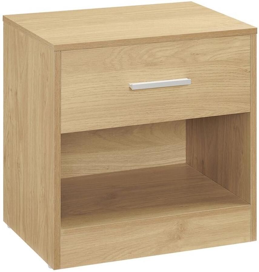 Furnibella -Moderne Bijzettafel met Lade en Open Vak – Strogeel Accent