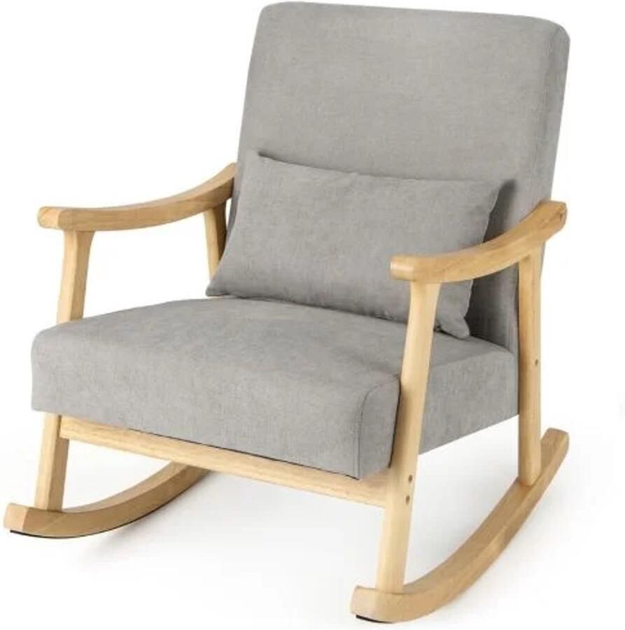 Furnibella Moderne chaise longue fauteuil voor de woonkamer stoffen lounge stoel met armleuningen grijs