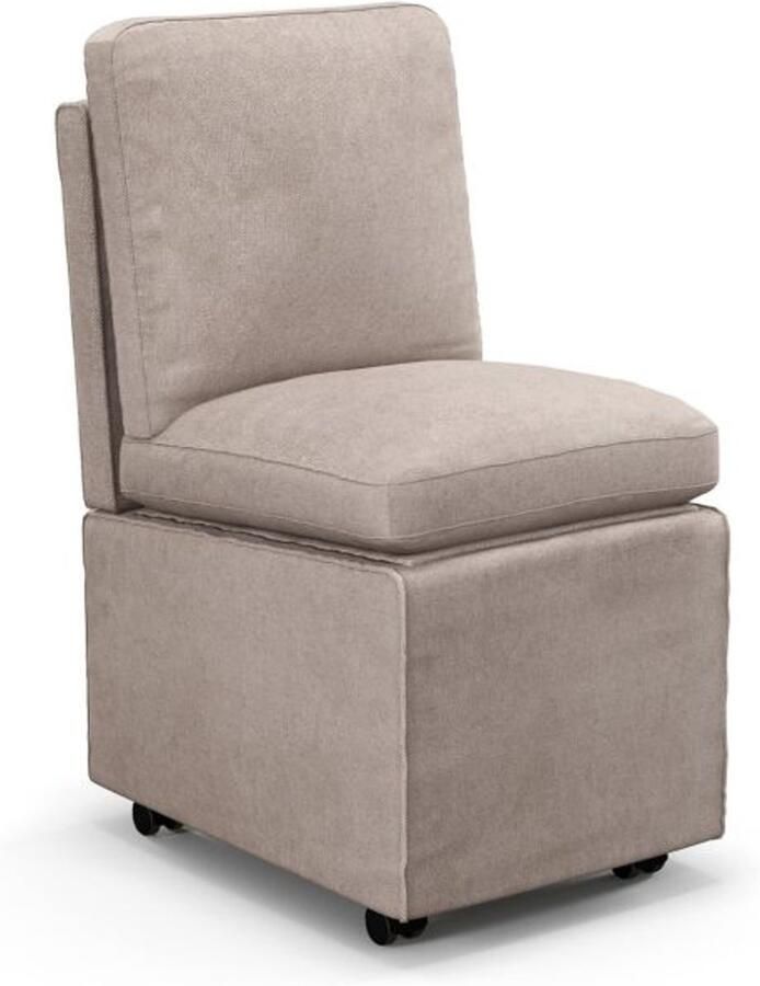 Furnibella -Moderne Fauteuil zonder Armleuningen – Vrijetijdsstoel met Weerstandswielen & Afneembare Verdikte Kussens 48 x 61 5 x 84 cm