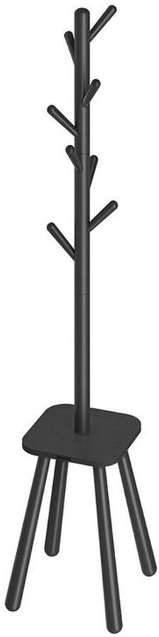 Furnibella Moderne Kapstok met 8 Haken en Opbergruimte – 170 5 cm Hoog Inktzwart Perfect voor Organisatie