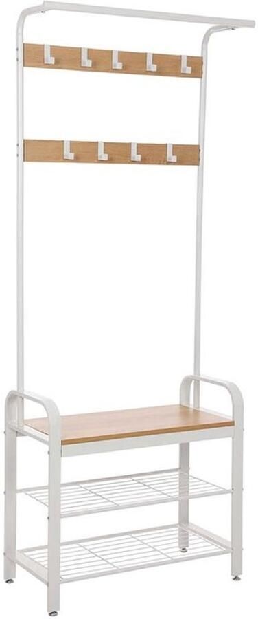 Furnibella -Moderne Kledingkast met Natuurlijke Houten Accenten en Witgelakte Afwerking