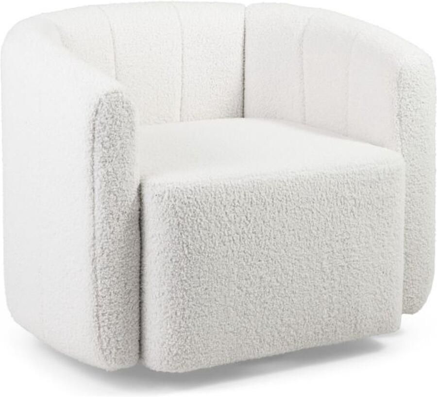 Furnibella -Moderne Relaxfauteuil – Draaistoel met Brede Zitting en 360° Draaibare Metalen Basis Wit