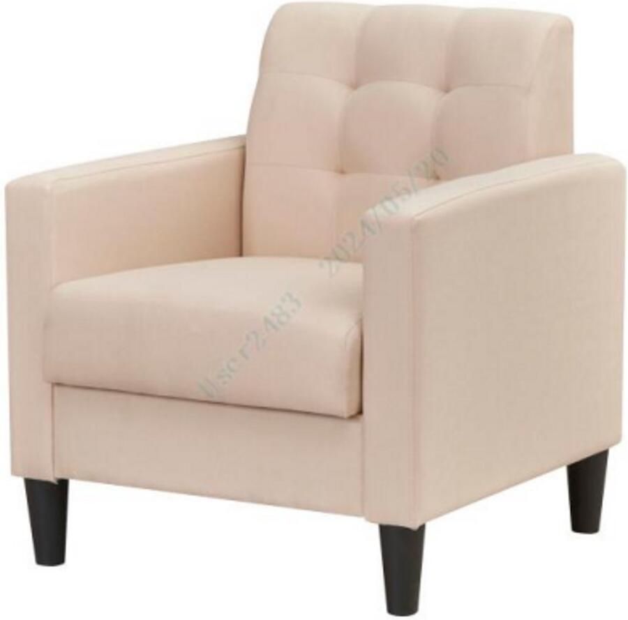 Furnibella Moderne Relaxfauteuil – Fluwelen TV-fauteuil in Mid-Century Stijl met Gestoffeerde Bekleding (Beige)