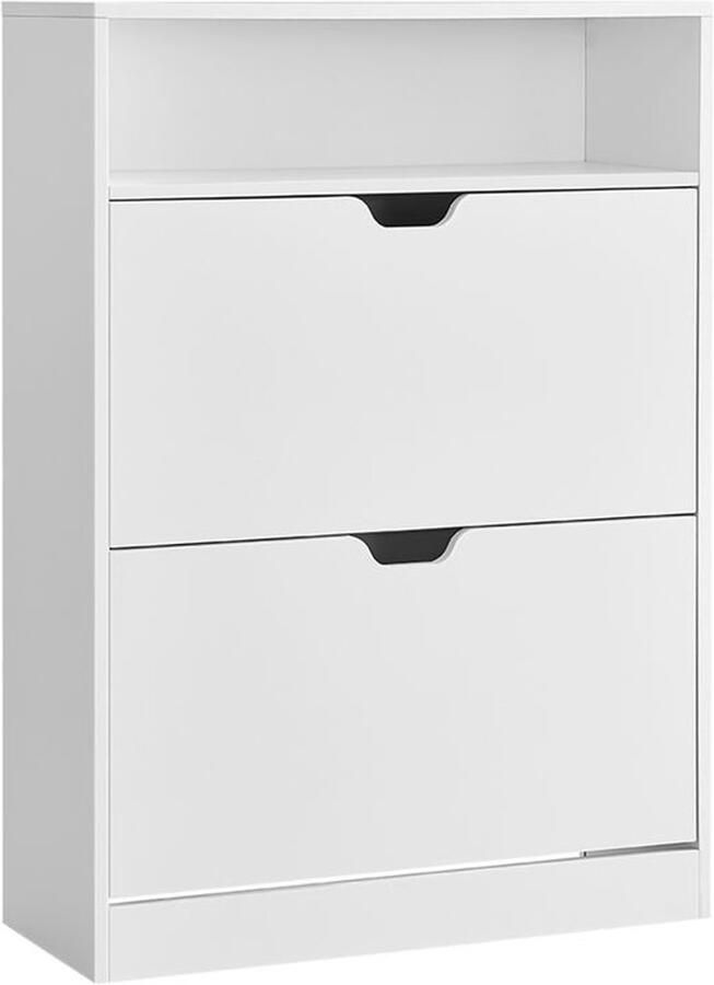 Furnibella -Moderne Schoenenkast met 2 Kleppen – Wolkwit Verstelbaar en Ruimtebesparend