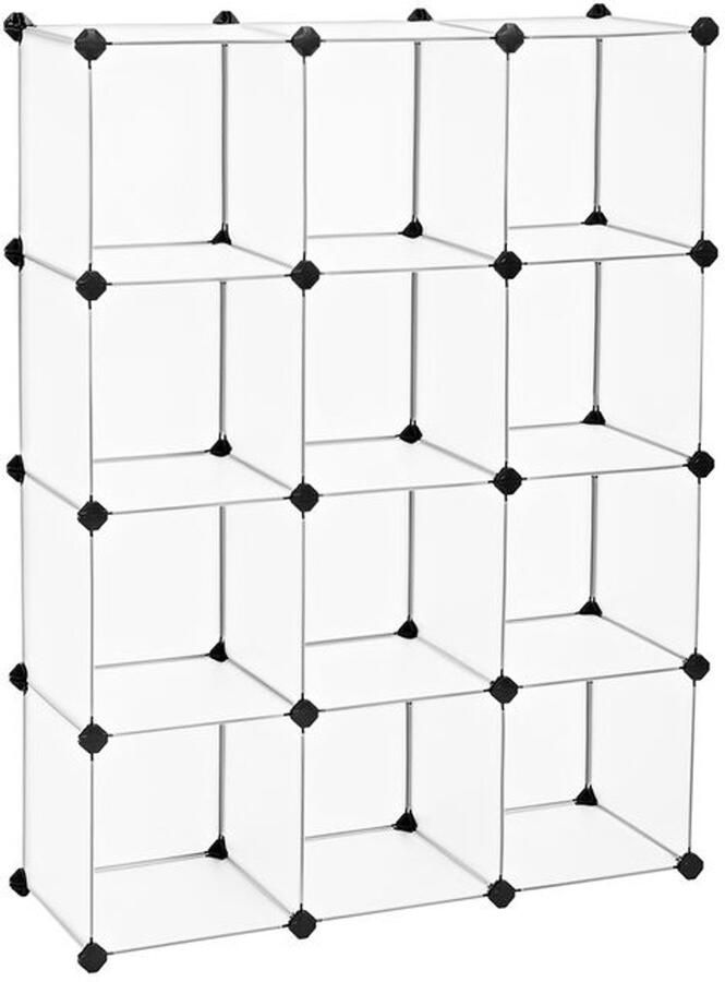 Furnibella _Modulair Insteekremsysteem – 12 Kubussen Wit Flexibel & Ruimtebesparend Opslagsysteem