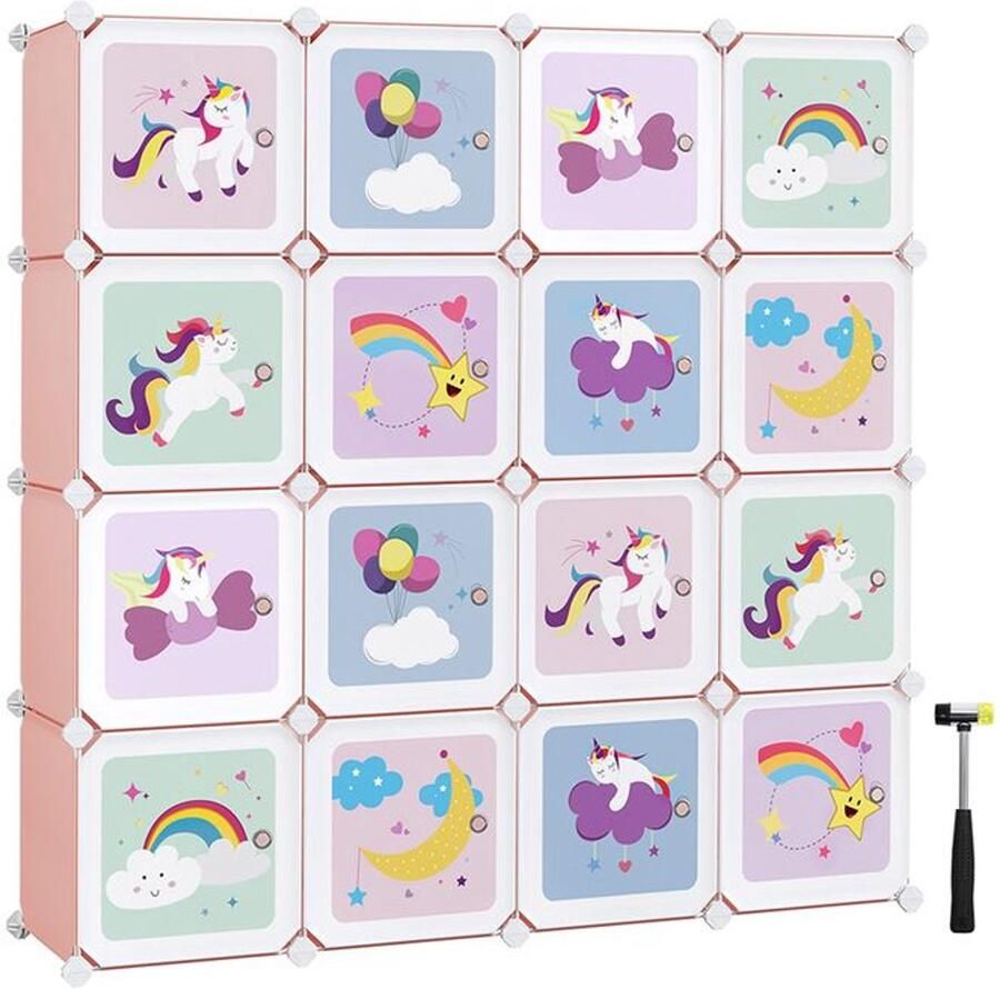 Furnibella _Modulair Rekken systeem voor Kinderen – Set van 16 Duurzame en Veelzijdige Kubussen