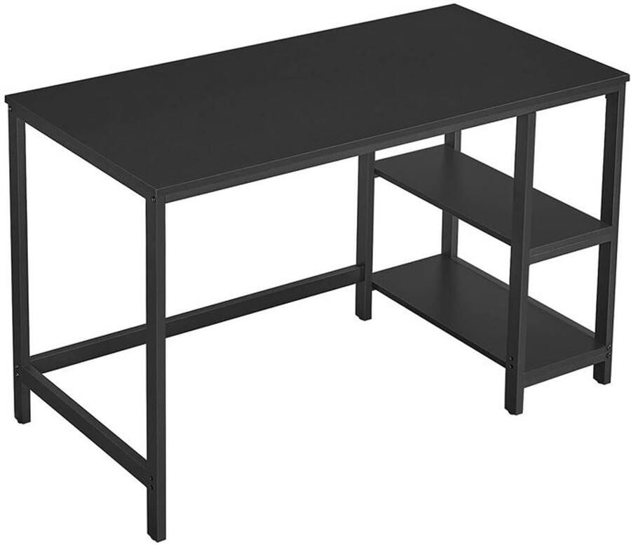 Furnibella -Modulair Zwart Computerbureau met Opslagplanken – Stijlvol en Functioneel