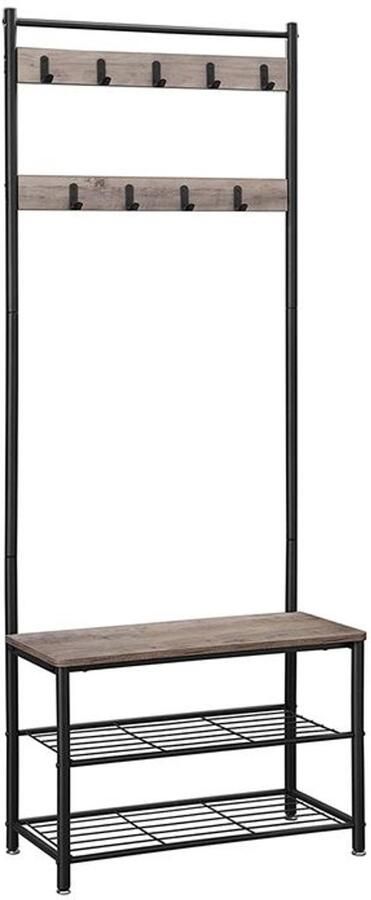 Furnibella _Modulaire Industriële Kledingkast met Geïntegreerd Schoenen rek – Robuust Ruim en Stijlvol_‎Grijze + Zwart