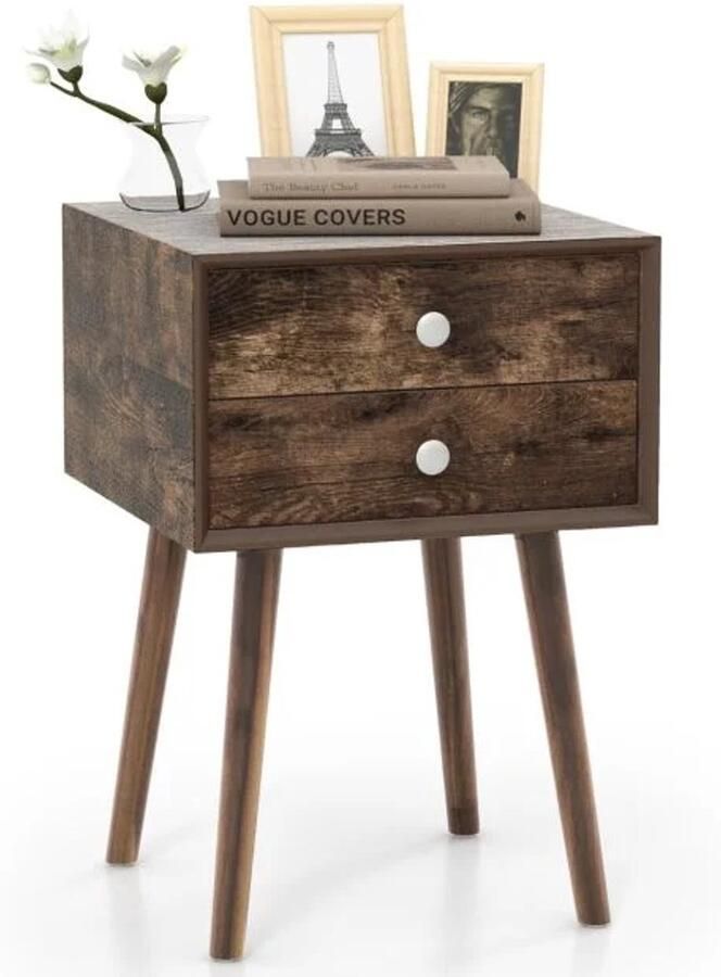 Furnibella -Multifunctioneel Houten Nachtkastje – Compact Design met Opbergruimte (40x40x59 5 cm Bruin)