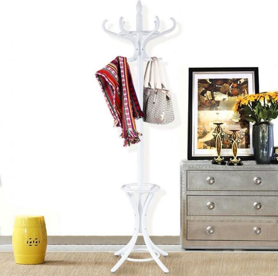 Furnibella -Multifunctionele Cape Cod Kapstok – Witte Houten Wandkapstok met 12 Robuuste Haken