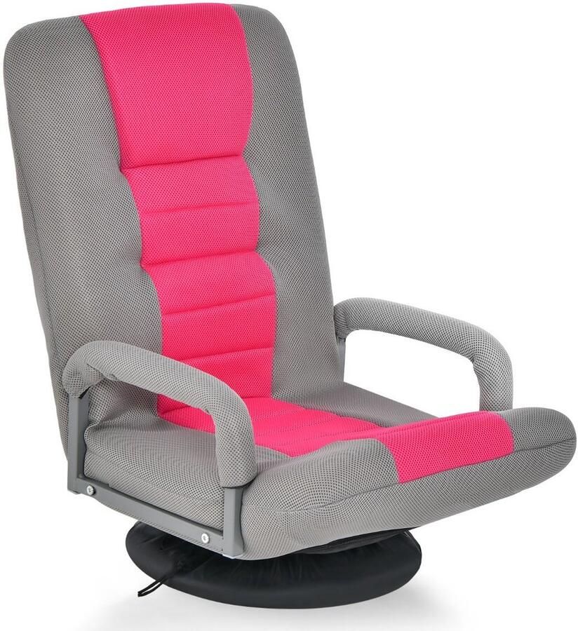 Furnibella -Multifunctionele Draaibare Vloerstoel – Comfortabele 6-Positie Relaxstoel (Roze)