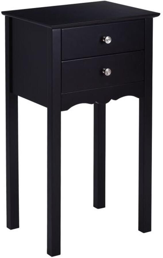 Furnibella Nachtkastje met 2 Lades en Anti-Kantelbeveiliging – Moderne Bijzettafel (Zwart – 40 x 32 x 75 cm)