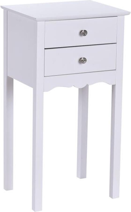 Furnibella -Nachtkastje met 2 Lades en Anti-Randbeveiliging – Modern Dressoir (40 x 32 x 75 cm Wit)